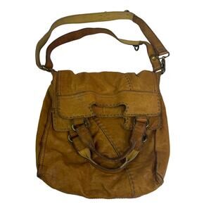 Y2K Lucky Brand leather fold over brown purse with removable crossbody strap